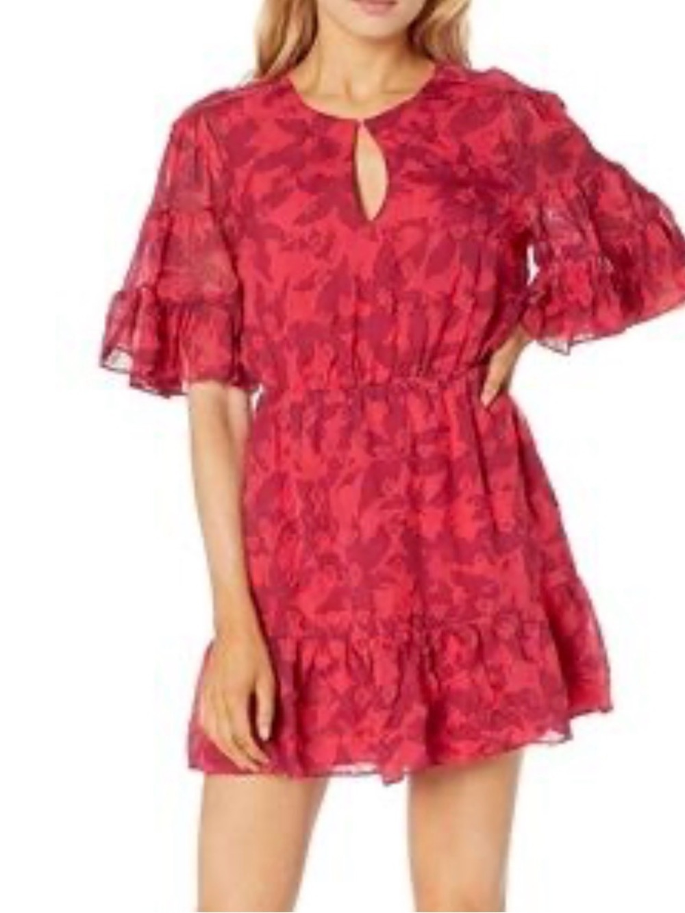 Joie Teresa Pink Floral Silk Cotton Blend Ruffle Mini Dress Size XS